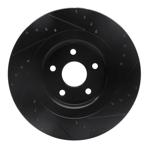 R1 06-10 Jeep Grand Cherokee Front Left Drilled & Slotted Black Brake Rotor