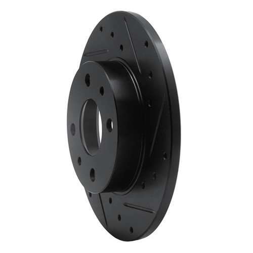 R1 2009-2019 Fiat 500 (USA/Canada) Rear Right Drilled & Slotted Black Brake Rotor