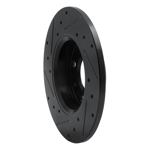 R1 2009-2019 Fiat 500 (USA/Canada) Rear Right Drilled & Slotted Black Brake Rotor