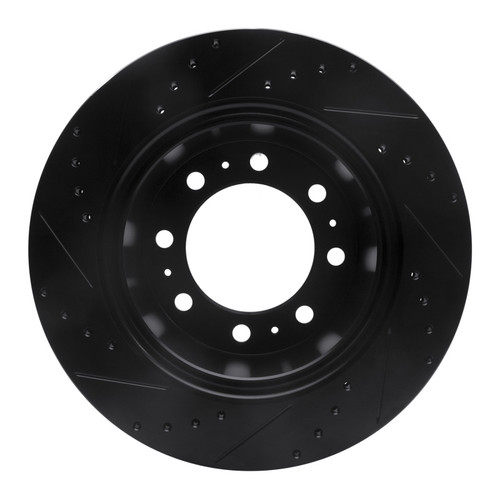 R1 09-25 Dodge Ram 3500 Rear Right Drilled & Slotted Black Brake Rotor