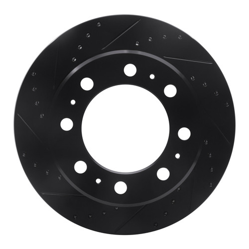 R1 09-25 Dodge Ram 2500 Rear Left Drilled & Slotted Black Brake Rotor