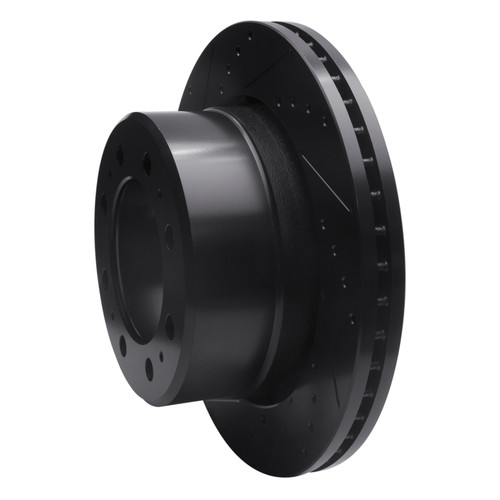 R1 09-25 Dodge Ram 2500 Rear Left Drilled & Slotted Black Brake Rotor