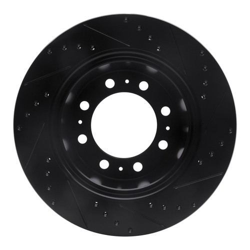 R1 09-25 Dodge Ram 2500 Rear Left Drilled & Slotted Black Brake Rotor
