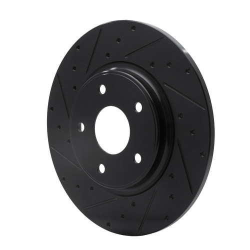 R1 12-20 Chrysler Town & Country Rear Left Drilled & Slotted Black Brake Rotor