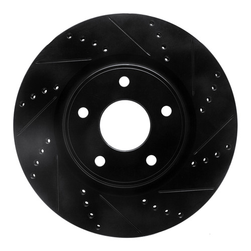 R1 12-25 Chrysler Voyager Front Right Drilled & Slotted Black Brake Rotor