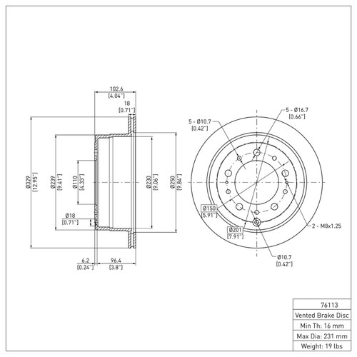 R1 1998-2007 Lexus LX470 Rear Brake Rotor