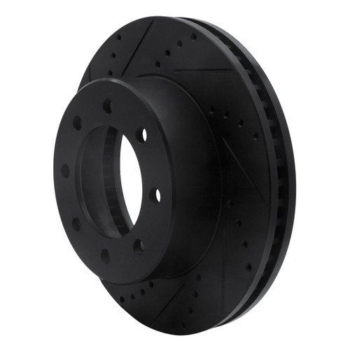 R1 09-25 Dodge Ram 2500 Front Left Drilled & Slotted Black Brake Rotor