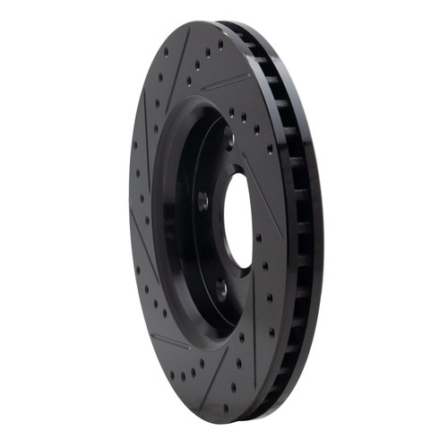 R1 08-16 Chrysler Town & Country Front Right Drilled & Slotted Black Brake Rotor