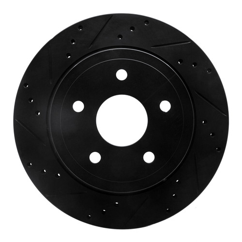 R1 04-06 Dodge Ram 1500 Pickup Rear Left Drilled & Slotted Black Brake Rotor