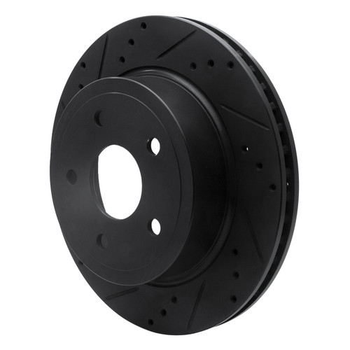 R1 04-06 Dodge Ram 1500 Pickup Rear Left Drilled & Slotted Black Brake Rotor