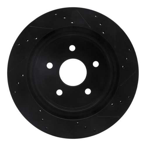 R1 04-06 Dodge Ram 1500 Pickup Rear Left Drilled & Slotted Black Brake Rotor