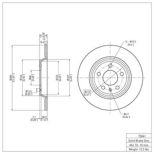 R1 2008-2025 Audi A5 Sportback Rear Brake Rotor