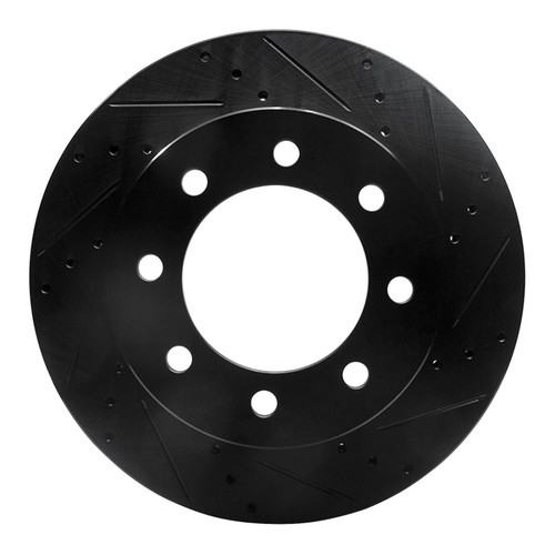 R1 03-08 Dodge Ram 3500 Front Right Drilled & Slotted Black Brake Rotor