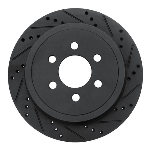 R1 03-03 Dodge Durango Rear Right Drilled & Slotted Black Brake Rotor