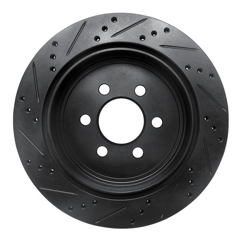 R1 03-03 Dodge Durango Rear Right Drilled & Slotted Black Brake Rotor