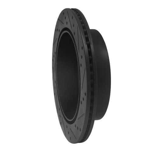 R1 03-03 Dodge Durango Rear Left Drilled & Slotted Black Brake Rotor