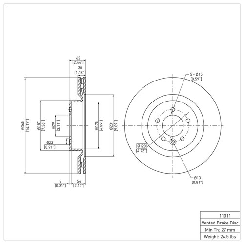 R1 2006-2017 Land Rover Discovery Front Brake Rotor