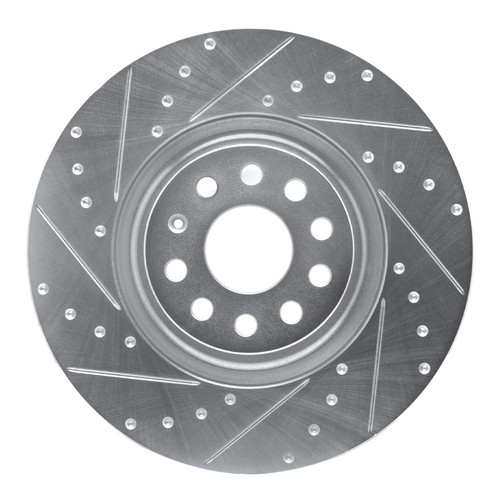 R1 2012-2025 Audi S3 (USA/Canada) Front Left Drilled & Slotted Silver Brake Rotor