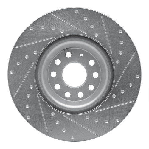 R1 2012-2025 Audi S3 (USA/Canada) Front Left Drilled & Slotted Silver Brake Rotor