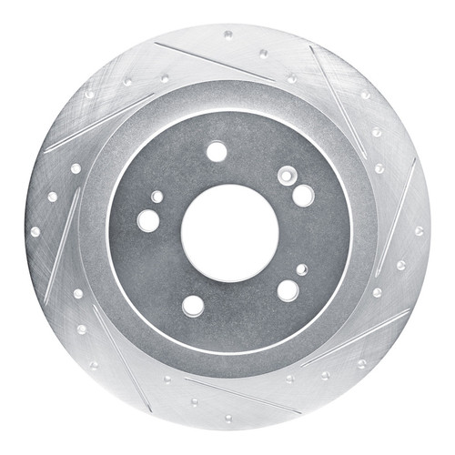 R1 2021-2025 Acura TLX Rear Right Drilled & Slotted Silver Brake Rotor