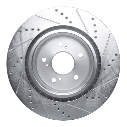 R1 2021-2025 Acura TLX Front Left Drilled & Slotted Silver Brake Rotor