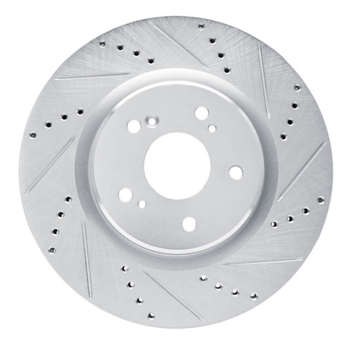 R1 2019-2025 Acura RDX Front Right Drilled & Slotted Silver Brake Rotor