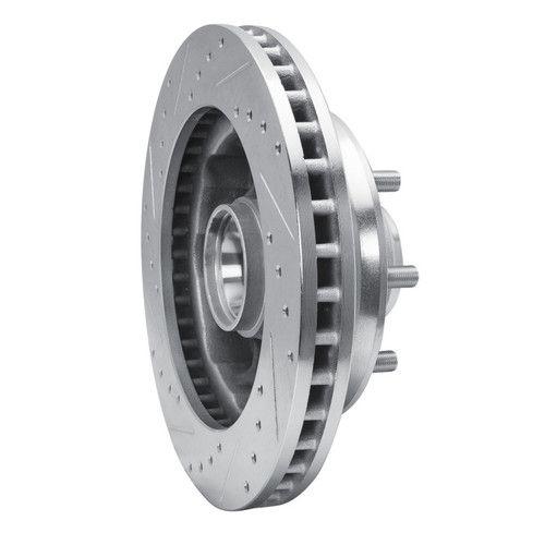 R1 1988-1996 Chevrolet C3500 Front Right Drilled & Slotted Silver Brake Rotor