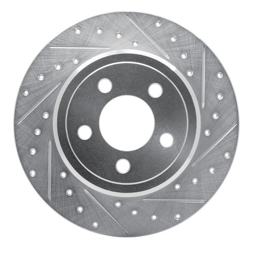 R1 2005-2023 Chrysler 300 Rear Right Drilled & Slotted Silver Brake Rotor