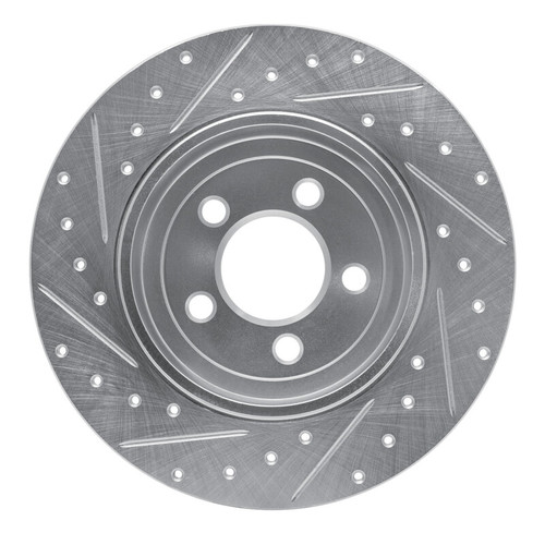 R1 2005-2023 Chrysler 300 Rear Right Drilled & Slotted Silver Brake Rotor