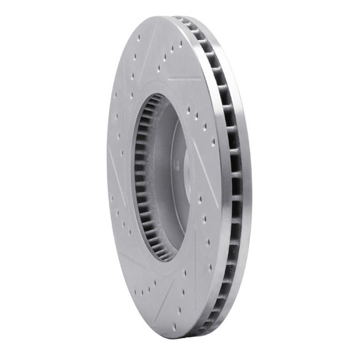 R1 2007-2009 Hyundai Santa Fe Front Right Drilled & Slotted Silver Brake Rotor