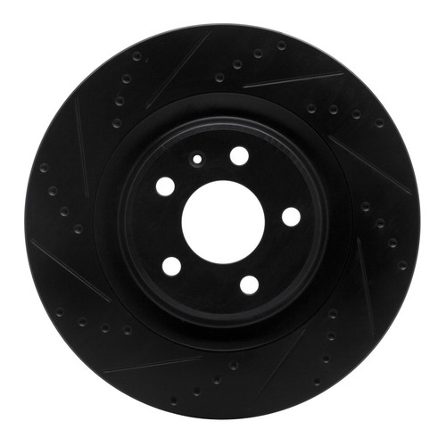 R1 2008-2025 Audi A6 Allroad Rear Left Drilled & Slotted Black Brake Rotor