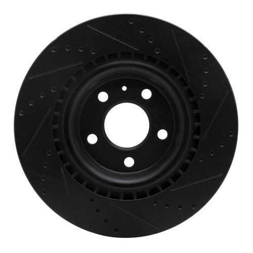 R1 2008-2025 Audi A6 Allroad Rear Left Drilled & Slotted Black Brake Rotor