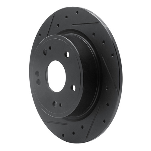 R1 2016-2025 Honda Accord Sedan Rear Left Drilled & Slotted Black Brake Rotor