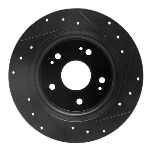 R1 2016-2025 Honda Accord Sedan Rear Left Drilled & Slotted Black Brake Rotor