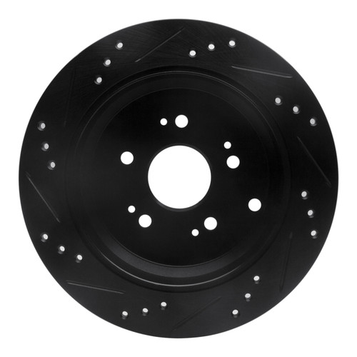 R1 2005-2018 Acura RDX Rear Right Drilled & Slotted Black Brake Rotor