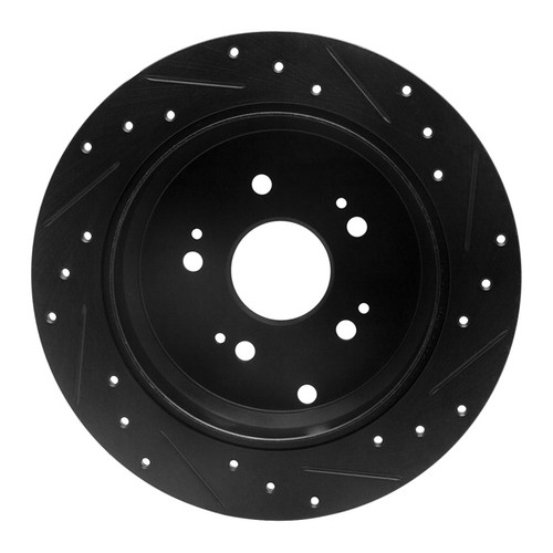 R1 2005-2018 Acura RDX Rear Left Drilled & Slotted Black Brake Rotor