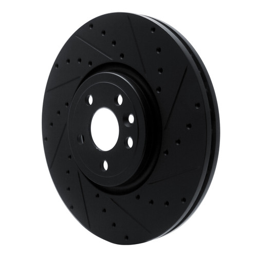 R1 2017-2020 Jaguar F-Pace Front Right Drilled & Slotted Black Brake Rotor