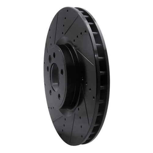 R1 2010-2017 Land Rover Range Rover Front Left Drilled & Slotted Black Brake Rotor