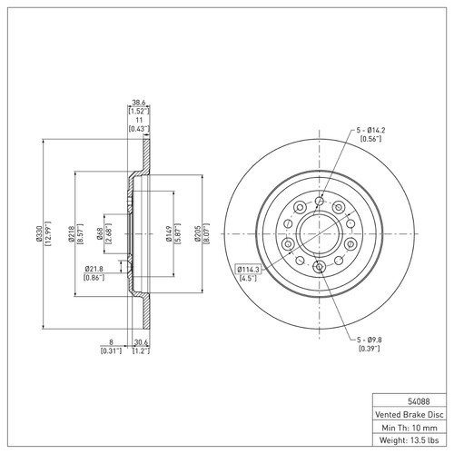 R1 2005-2019 Ford Taurus (Excl SHO) Rear Brake Rotor