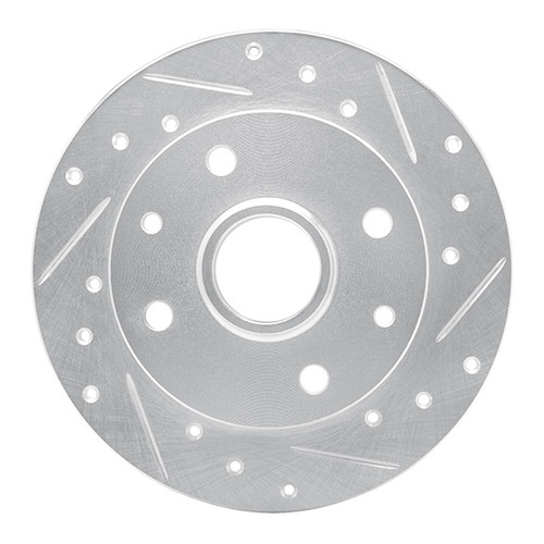 R1 1981-1985 Mazda RX-7 Rear Right Drilled & Slotted Silver Brake Rotor
