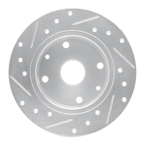 R1 1981-1985 Mazda RX-7 Rear Right Drilled & Slotted Silver Brake Rotor