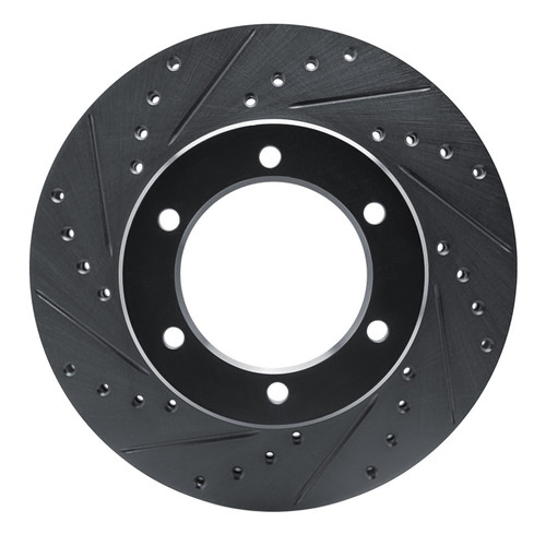 R1 1986-1995 Toyota 4Runner Front Left Drilled & Slotted Black Brake Rotor