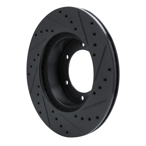 R1 1986-1995 Toyota 4Runner Front Left Drilled & Slotted Black Brake Rotor