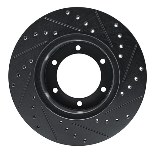 R1 1986-1995 Toyota 4Runner Front Left Drilled & Slotted Black Brake Rotor