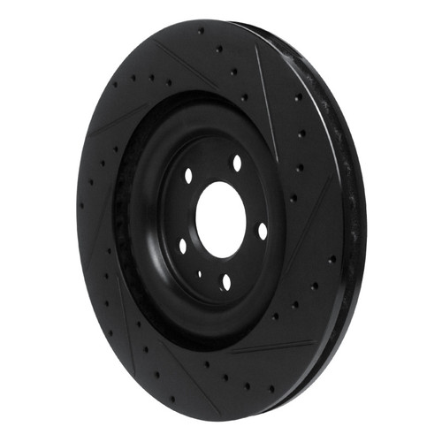 R1 2017-2025 Audi Q8 e-Tron Sportback Rear Left Drilled & Slotted Black Brake Rotor