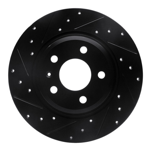 R1 2008-2025 Audi A4 (Mexico) Rear Left Drilled & Slotted Black Brake Rotor