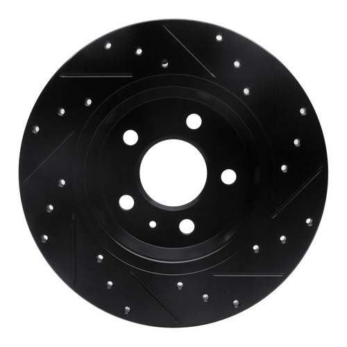 R1 2008-2025 Audi A4 (Mexico) Rear Left Drilled & Slotted Black Brake Rotor