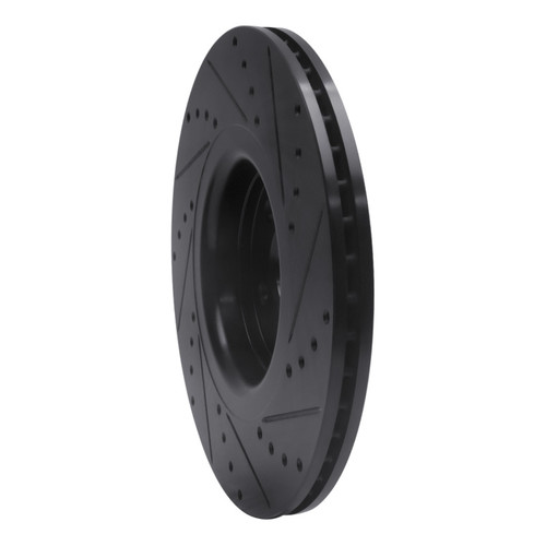 R1 2014-2019 Ford Focus Front Left Drilled & Slotted Black Brake Rotor