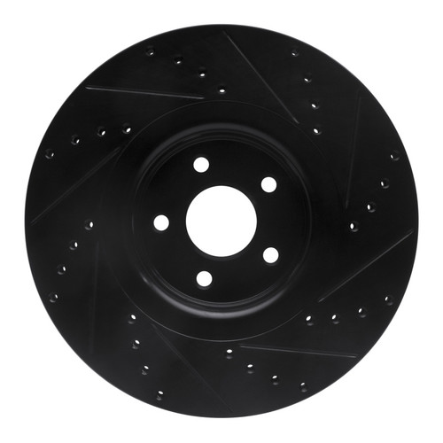 R1 2014-2019 Ford Focus Front Left Drilled & Slotted Black Brake Rotor