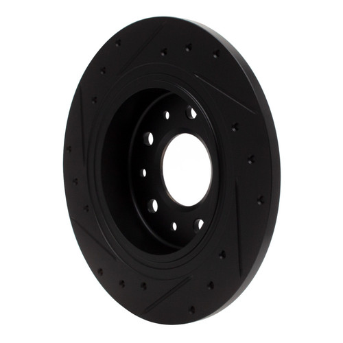 R1 2016-2025 Buick LaCrosse Rear Right Drilled & Slotted Black Brake Rotor